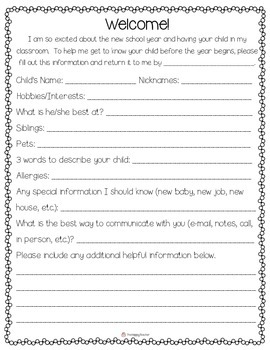 Preview of Back to School Communication: Parent Note to Teacher {FREE!}