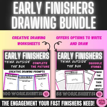 Preview of End of the Year | Complete the Picture | Creative Finishers Drawing | BUNDLE