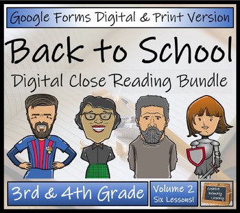 Preview of Back to School Comprehension Bundle Volume 2 Digital & Print | 3rd & 4th Grade