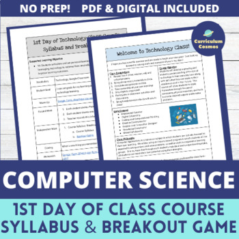Preview of First Day of School Computer Science Syllabus and Breakout Game