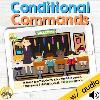 Preview of Back to School Conditional Commands Auditory Comprehension Boom Cards