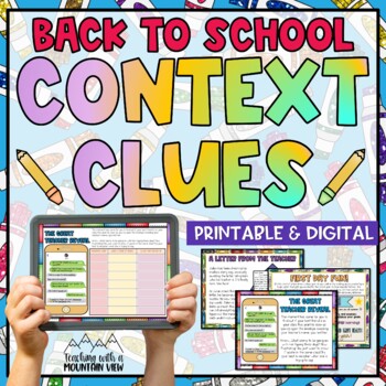 Preview of Back to School Context Clues Activity