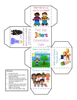First Day Jitters: Back to School Conversation Cubes FREEBIE! by 2livNlearn