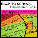 Back to School Conversation Task Cards for Upper Elementar