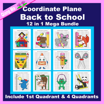 Preview of Back to School Coordinate Plane Graphing Picture: 12 in 1 Mega Bundle