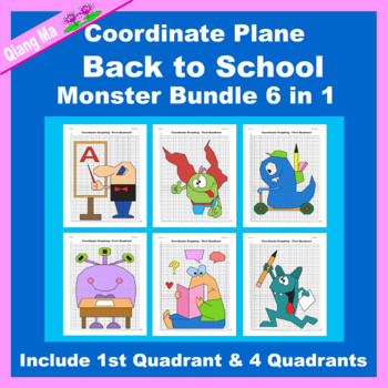 Preview of Back to School Coordinate Plane Graphing Picture: Monster 6 in 1 Bundle