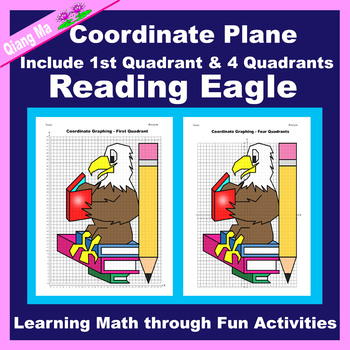 Preview of Back to School Coordinate Plane Graphing Picture: Reading Eagle