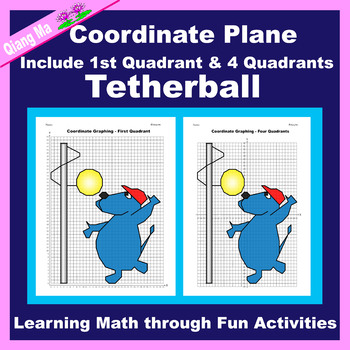 Preview of Back to School Coordinate Plane Graphing Picture: Tetherball