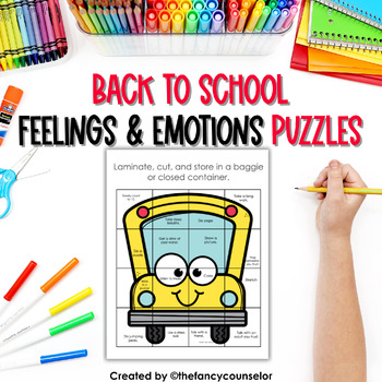Preview of Back to School Coping Skills Puzzles School Counseling Emotions SEL