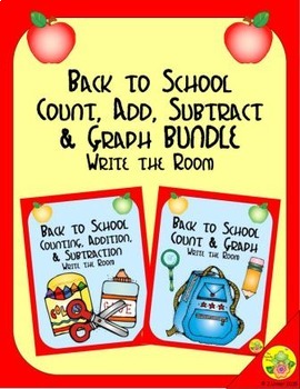 Preview of Back to School Count, Add, Subtract & Graph 1-10: Write the Room BUNDLE