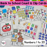 Back to School Count and Clip Cards - Math Centers - Numbe