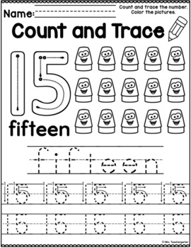 Back to School Count and Trace - Number Practice by Mrs Teachergarten