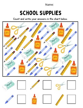 Back to School Count and Write Worksheets | No Prep by Teaching in 3-2-1