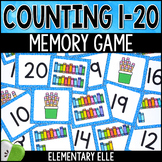 Back to School Counting 1-20 Memory Game | Math Center Task Cards