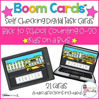 Preview of Back to School Counting Boom Cards™  - Kids on a Bus (0-20)