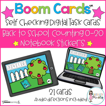 Preview of Back to School Counting Boom Cards™  - Notebook Stickers (0-20)