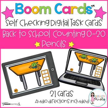 Preview of Back to School Counting Boom Cards™  - Pencils (0-20)