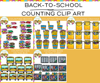 Preview of Back to School Counting Math Clip Art Bundle