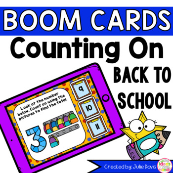Preview of Back to School Counting On Addition Digital Game Boom Cards