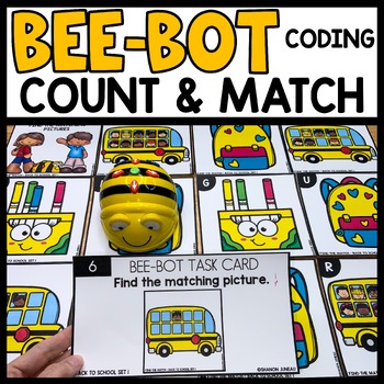 Preview of Bee Bot Printables Counting Objects to 10 Matching Blue Bots Coding Mat Robotics