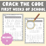 Back to School Crack the Code Secret Message First Day Activities