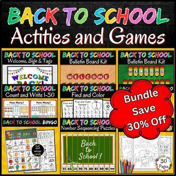 Preview of Back to School BUNDLE: Numbers, Sequencing, Coloring | End of Year Activities