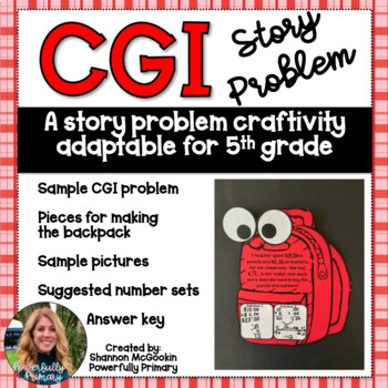 Preview of Back to School Craftivity 5th Grade | CGI Story/Word Problem | Multi Step