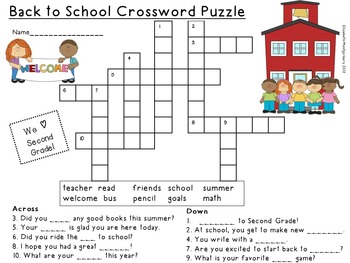 Back To School Crossword Puzzle Printable