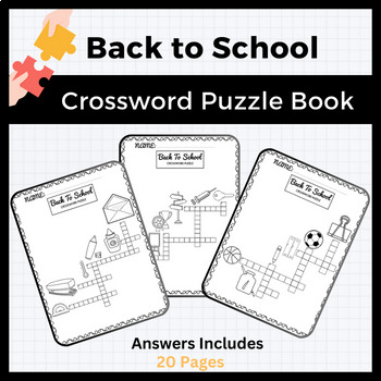 Preview of Back to School Crossword Puzzle Book