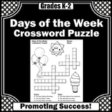 Days of the Week Vocabulary Crossword Puzzle Worksheets Sp