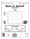 Back to School Word Search for 2nd and 3rd Grade