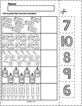 Back to School Cut & Match Worksheets | Numbers 6-10 by preKautism