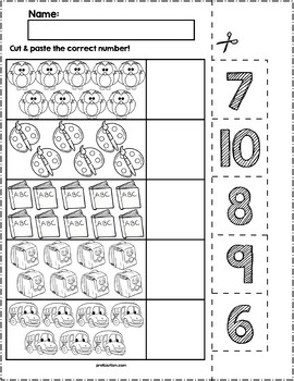 Back to School Cut & Match Worksheets | Numbers 6-10 by preKautism