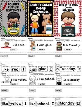 Preview of Back to School Cut-Up Sentences Bundle