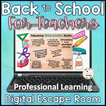 Preview of Back to School DIGITAL ESCAPE ROOM - Professional Learning for Teachers