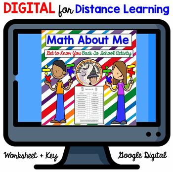 Preview of DIGITAL Back to School Math About Me Ice Breaker Get to Know You Activity FUN!