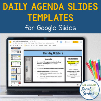 Preview of Back to School Daily Agenda Slides for Google Slides | Daily Schedule Template