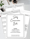 Back to School - Daily Parent Communication Logs | Editable