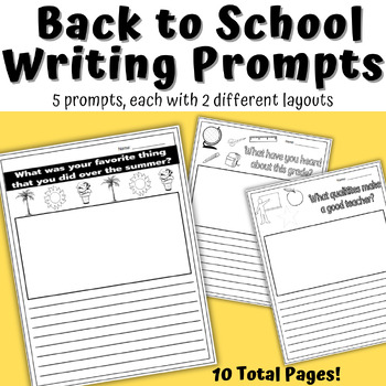Back to School Daily Writing Prompts- draw, write, and color- 10 pages