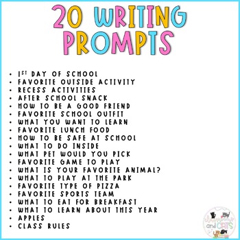 Back to School Daily Writing Prompts for Kindergarten & 1st Grade