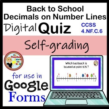 Preview of Back to School Decimals on a Number Line Google Forms Quiz