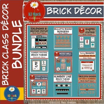 Preview of Back to School Decorating Brick Classroom Décor BUNDLE