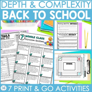 Preview of Back to School Depth and Complexity Activities for Gifted or Regular Classrooms