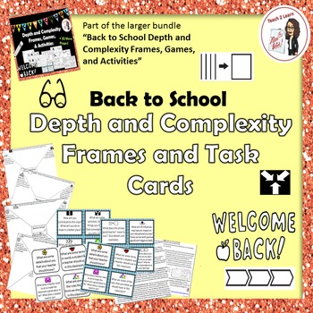 Preview of Back to School Depth and Complexity Frames and Task Cards Only