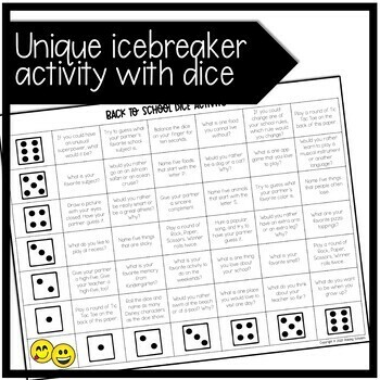 Back to School Dice Activity Icebreaker EDITABLE by Raising Scholars