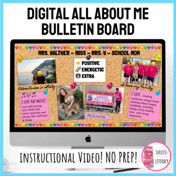 Preview of Back to School Digital All About Me Bulletin Board SINGULAR LESSON