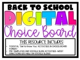 Back to School Digital Choice Board
