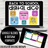 Back to School Digital Dice - Getting to Know You, All Abo
