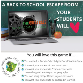 Preview of Back to School Digital Escape Room | Social Studies | Interactive Game | Fun