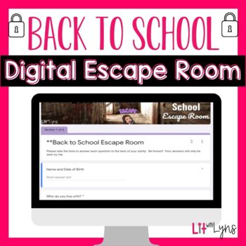 Preview of Back to School Digital Escape Room - Student Survey, Goal Setting, Success Tips